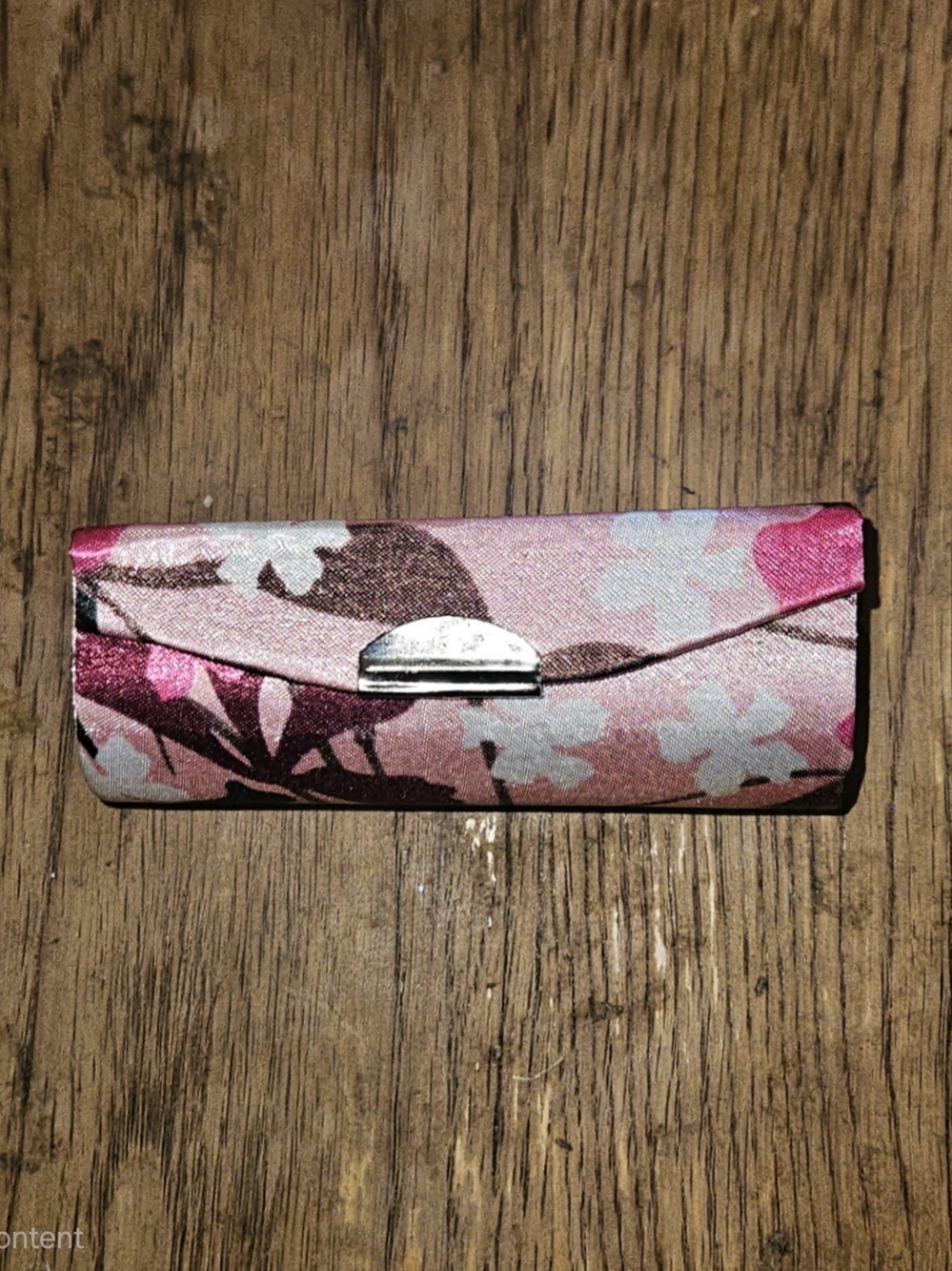 Pink Floral Lipstick Case with Silver Accent BNIB
